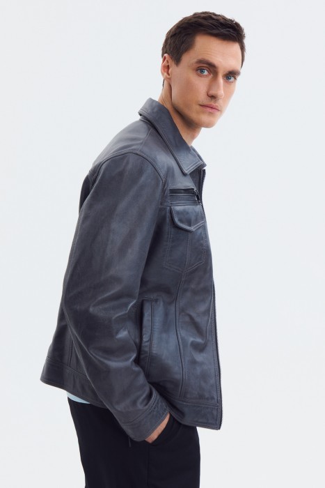 куртка из натуральной кожи из россии вид сбоку