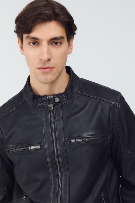 куртка из натуральной кожи из россии вид сбоку