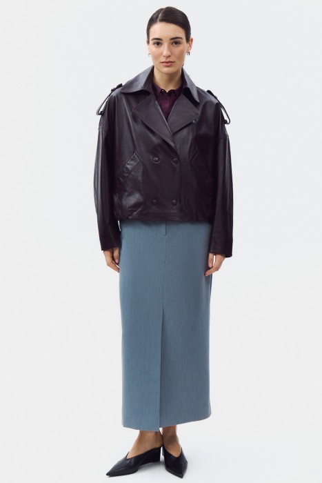 куртка из натуральной кожи от бренда снежная королева вид слева