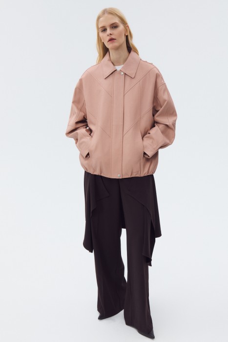 куртка из натуральной кожи от бренда снежная королева вид слева