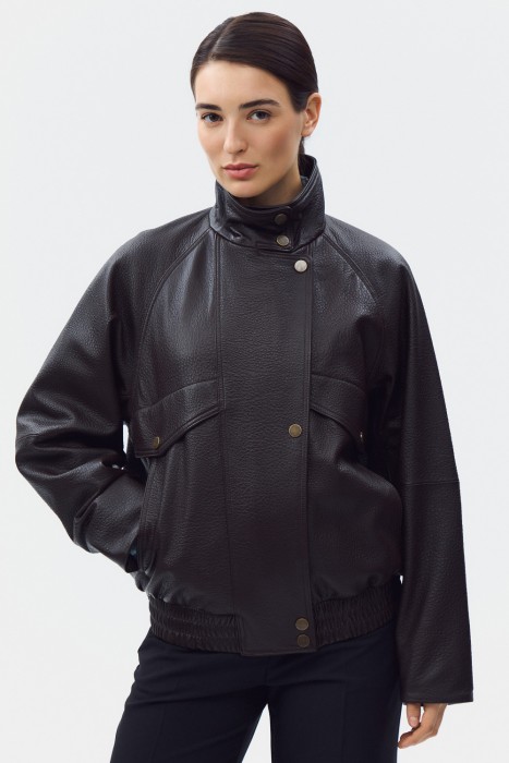 куртка из натуральной кожи от бренда снежная королева вид слева