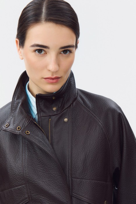 куртка из натуральной кожи из россии вид сбоку