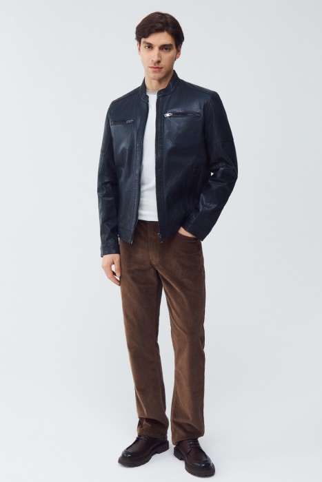 куртка из натуральной кожи от бренда снежная королева вид слева