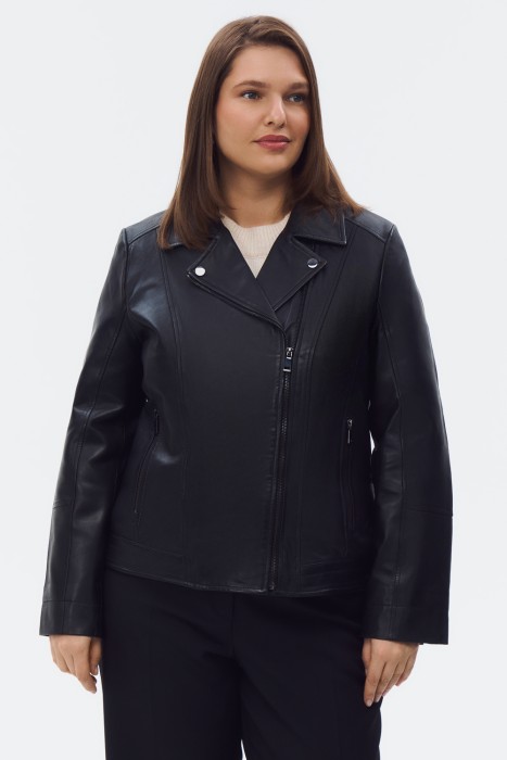 куртка из натуральной кожи от бренда снежная королева вид слева