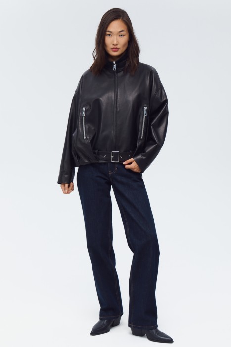 куртка из натуральной кожи от бренда снежная королева вид слева