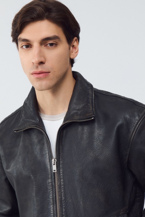 куртка из натуральной кожи из россии вид сбоку