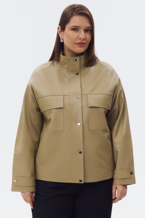 куртка из натуральной кожи от бренда снежная королева вид слева