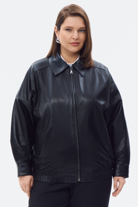 куртка из натуральной кожи от бренда снежная королева вид слева