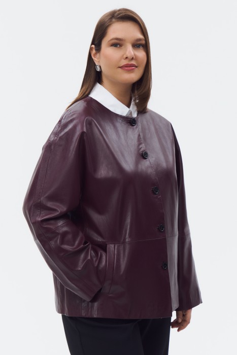 куртка из натуральной кожи от бренда снежная королева вид слева