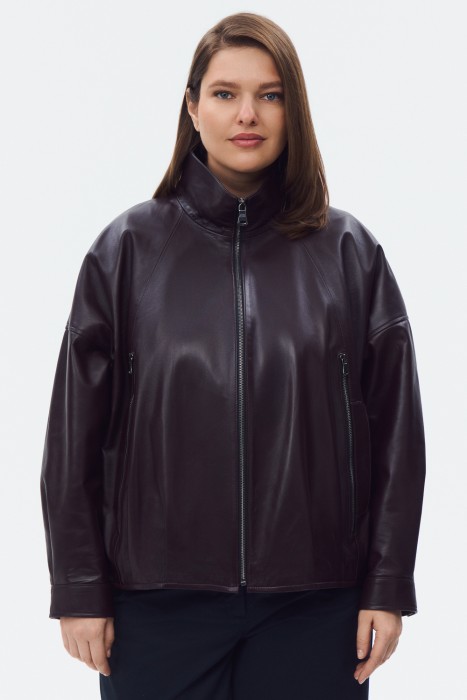 куртка из натуральной кожи от бренда снежная королева вид слева