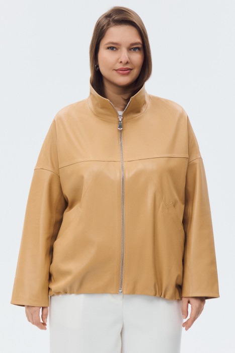 куртка из натуральной кожи от бренда снежная королева вид слева