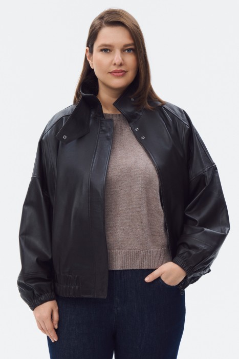 куртка из натуральной кожи от бренда снежная королева вид слева