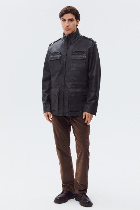 куртка из натуральной кожи от бренда снежная королева вид слева