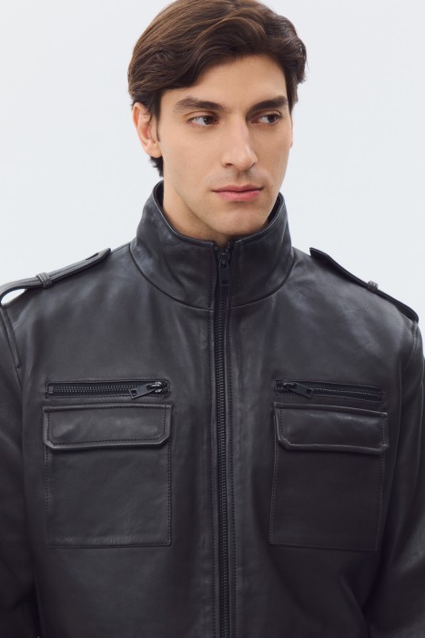 куртка из натуральной кожи из россии вид сбоку