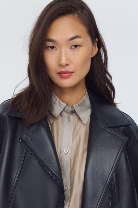 куртка из натуральной кожи из россии вид сбоку