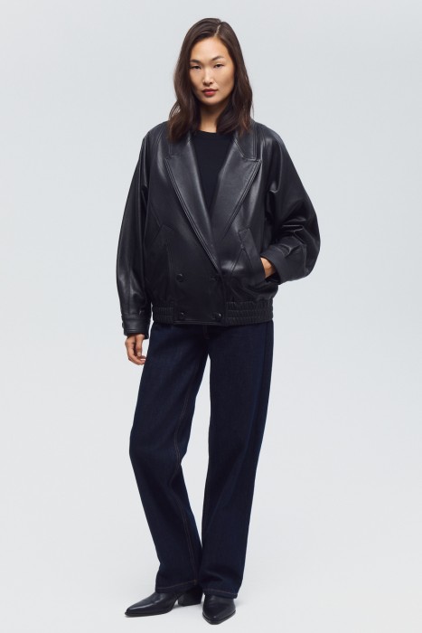 куртка из натуральной кожи от бренда снежная королева вид слева