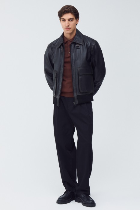 куртка из натуральной кожи от бренда снежная королева вид слева