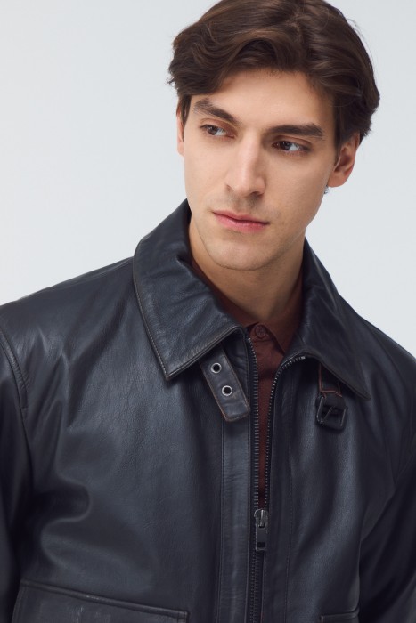 куртка из натуральной кожи из россии вид сбоку