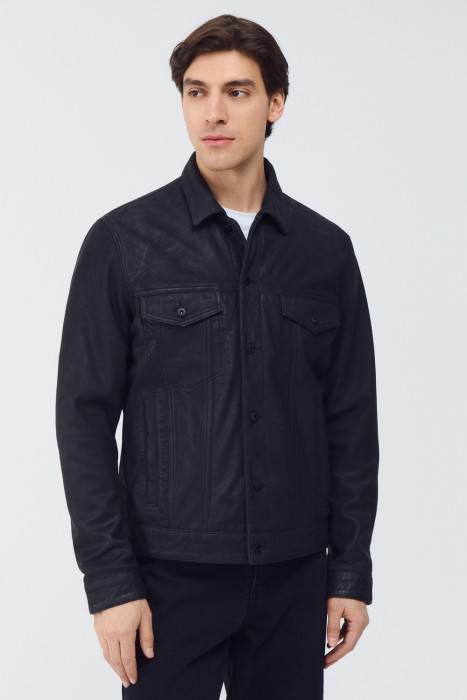 куртка из натуральной кожи от бренда снежная королева вид слева