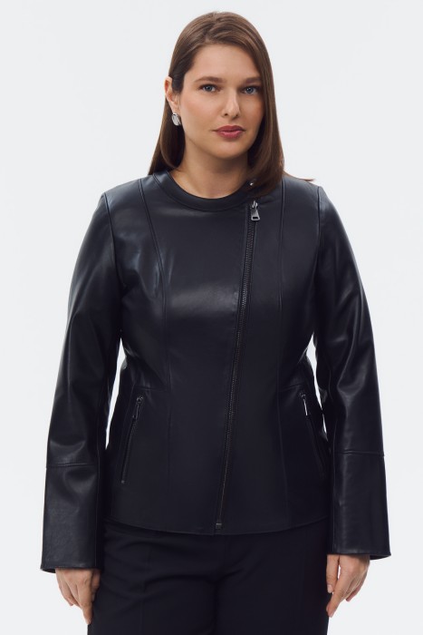 куртка из натуральной кожи от бренда снежная королева вид слева