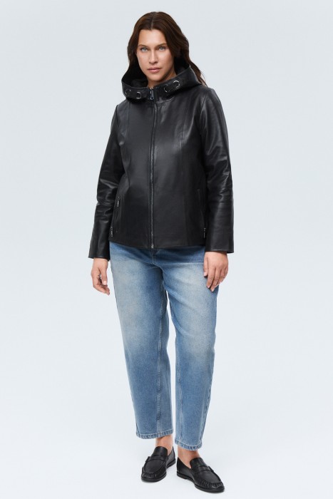 куртка из натуральной кожи от бренда снежная королева вид слева