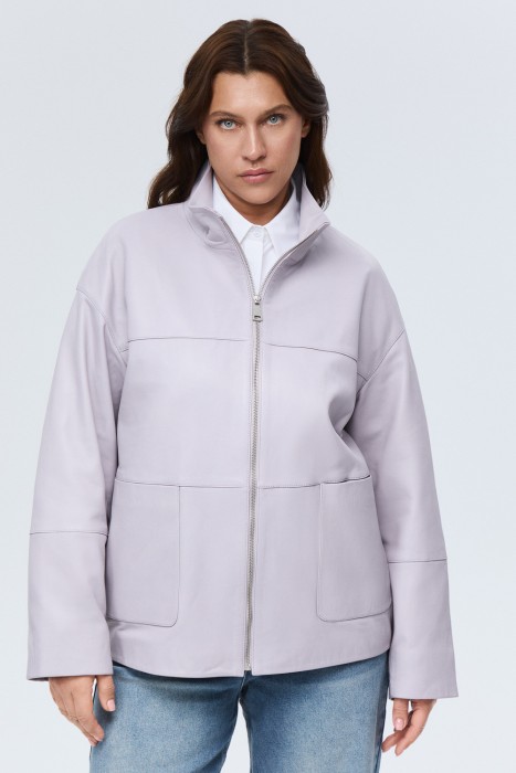 куртка из натуральной кожи от бренда снежная королева вид слева