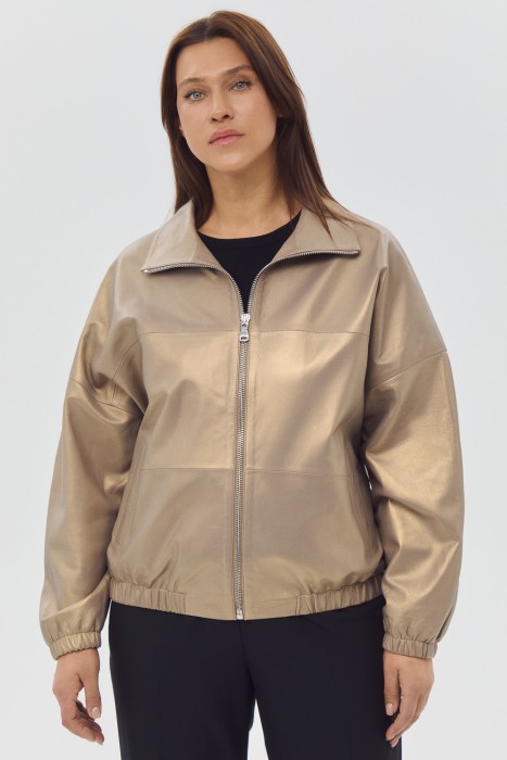 куртка из натуральной кожи от бренда снежная королева вид слева