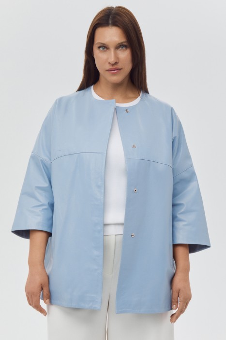 куртка из натуральной кожи от бренда снежная королева вид слева