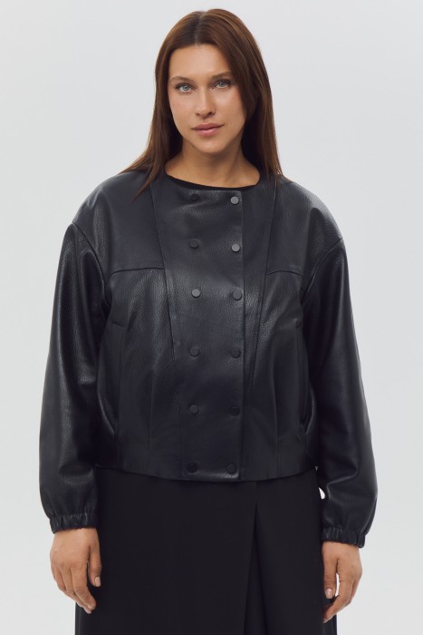 куртка из натуральной кожи от бренда снежная королева вид слева