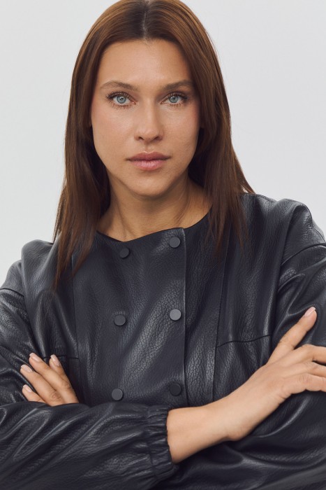 куртка из натуральной кожи из россии вид сбоку