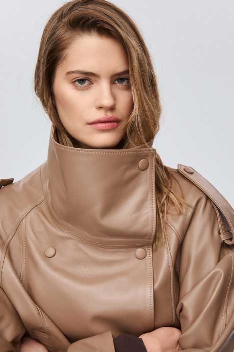 куртка из натуральной кожи из россии вид сбоку