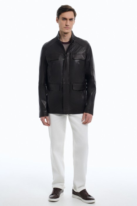 куртка из натуральной кожи от бренда снежная королева вид слева