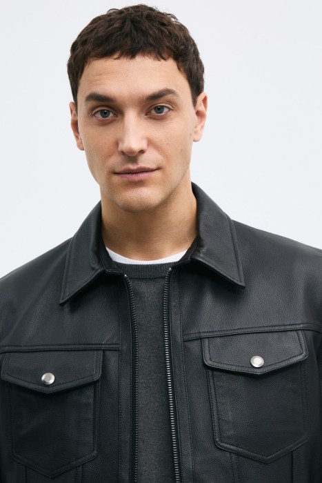 куртка из натуральной кожи из россии вид сбоку