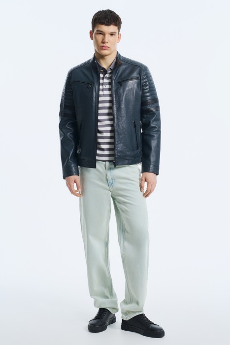 куртка из натуральной кожи от бренда снежная королева вид слева