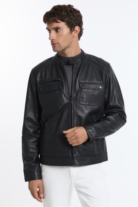 куртка из натуральной кожи от бренда снежная королева вид слева