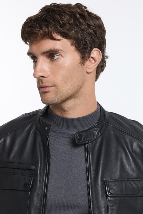 куртка из натуральной кожи из россии вид сбоку