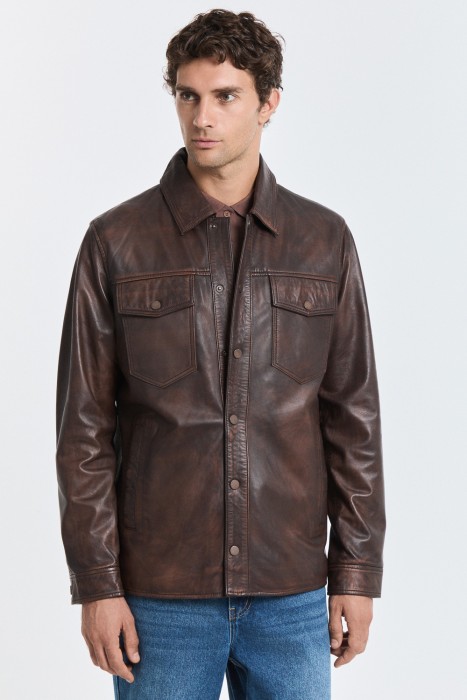 куртка из натуральной кожи от бренда снежная королева вид слева