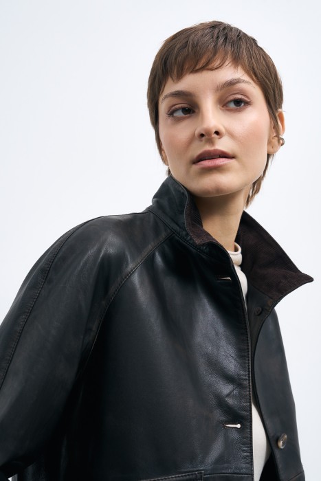 куртка из натуральной кожи из россии вид сбоку