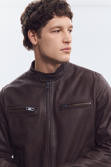 куртка из натуральной кожи из россии вид сбоку