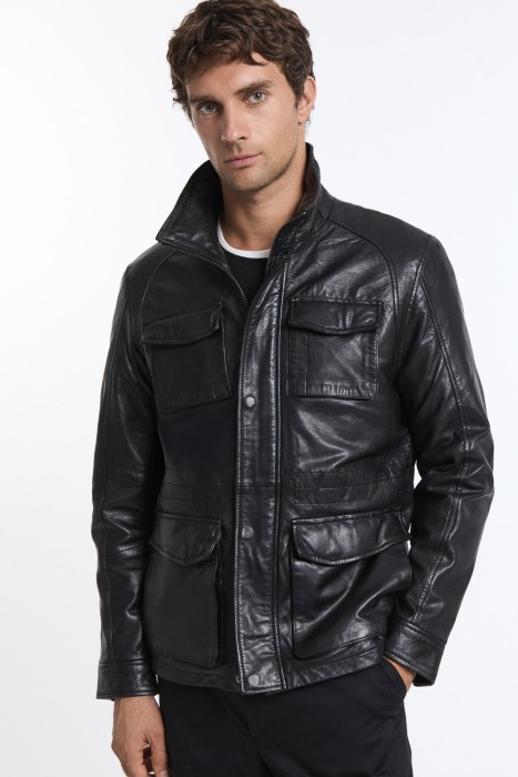 куртка из натуральной кожи от бренда снежная королева вид слева