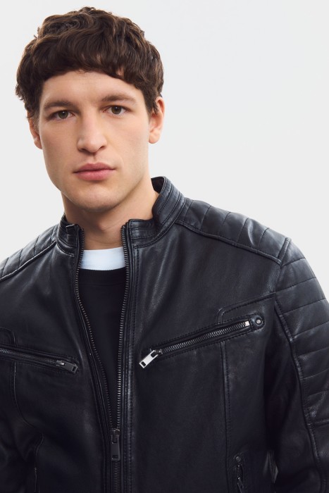 куртка из натуральной кожи из россии вид сбоку