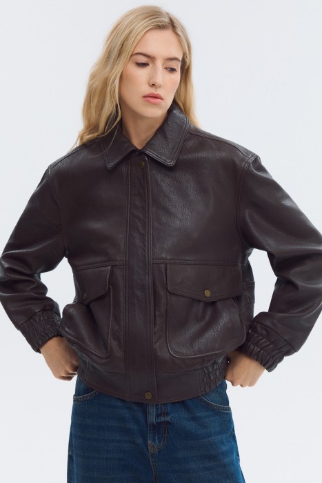 куртка из натуральной кожи из россии вид сбоку