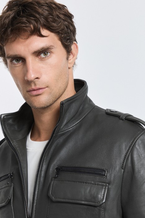 куртка из натуральной кожи из россии вид сбоку