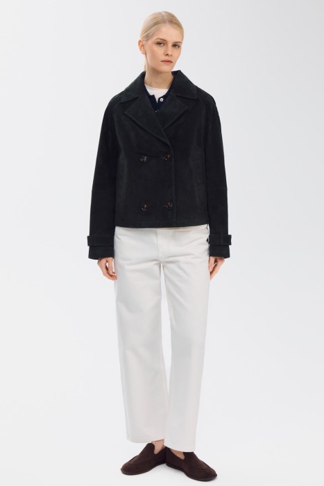 куртка из натуральной замши от бренда снежная королева вид слева