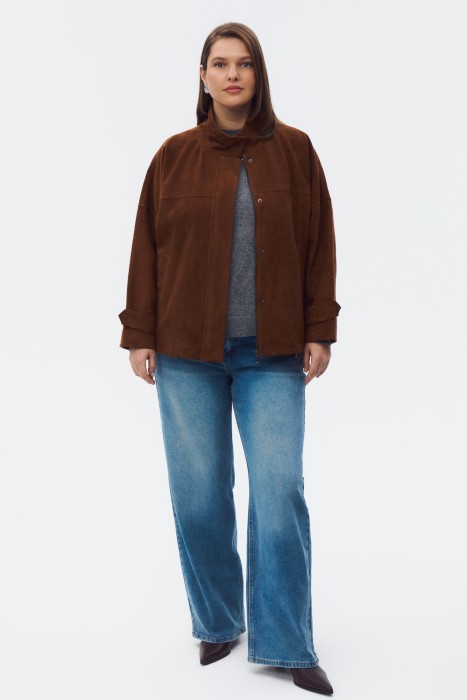 куртка из натуральной замши от бренда снежная королева вид слева