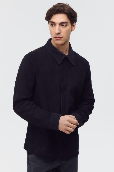 куртка из натуральной замши от бренда снежная королева вид слева