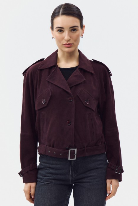 куртка из натуральной замши от бренда снежная королева вид слева