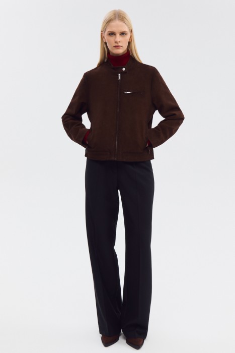 куртка из натуральной замши от бренда снежная королева вид слева