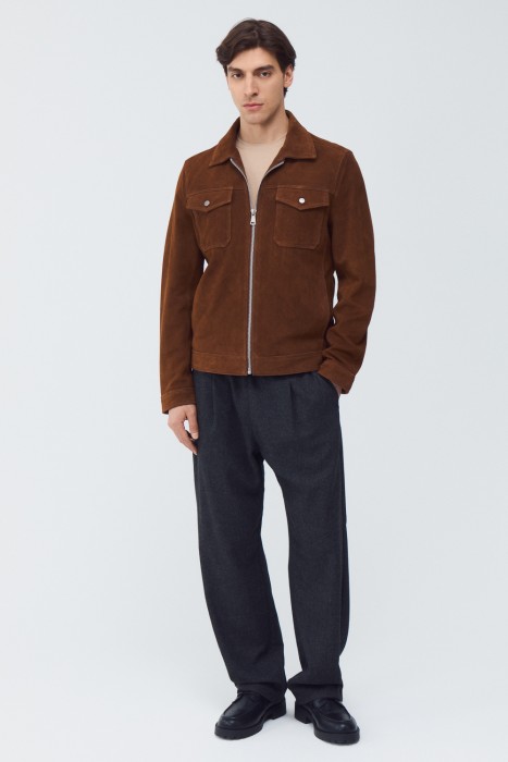 куртка из натуральной замши от бренда снежная королева вид слева