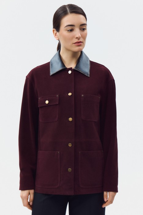 куртка из натуральной замши от бренда снежная королева вид слева